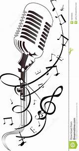 Microphone Vector Illustration Stave Music Abstract Tattoo Notes Musical Note Drawings Drawing Old Dreamstime Depositphotos Karaoke Sketch Retro Stencil Stylized sketch template