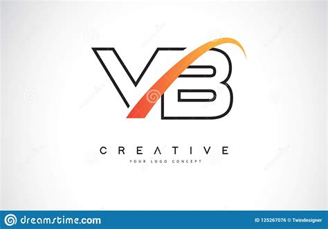 vb   swoosh letter logo design  modern yellow swoosh curve stock