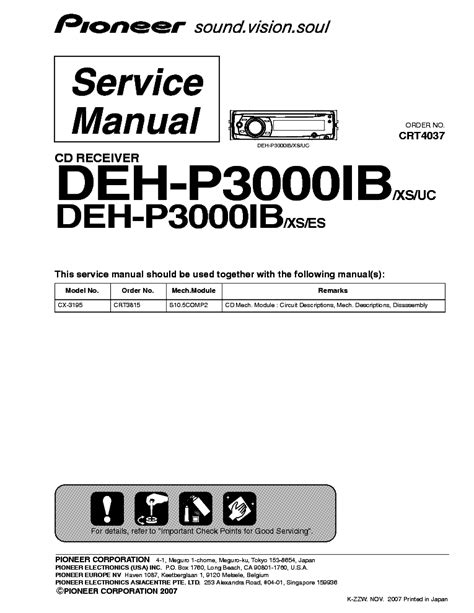 pioneer deh pib sm service manual  schematics eeprom repair info  electronics