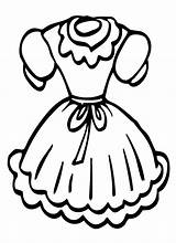 Dress Coloring Pages Simple Doll Dresses Printable Kids sketch template