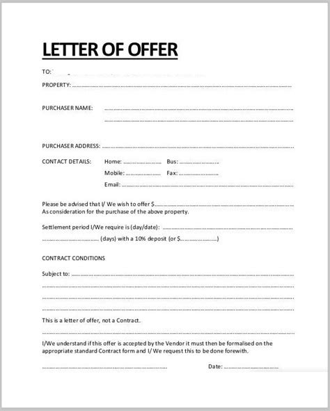 home purchase offer letter  template  powerful tips