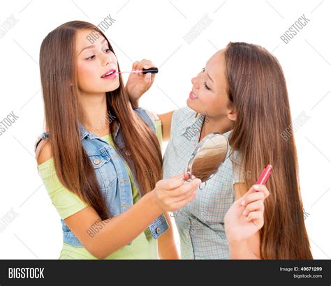 Teenage Girls Applying Make Looking Image And Photo Bigstock