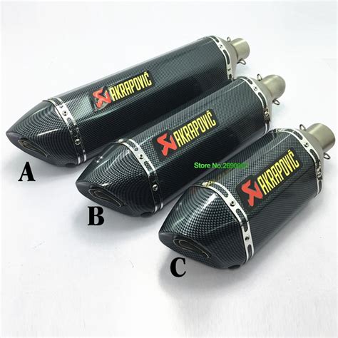 motorcycle akrapovic exhaust universal id mm length mm stainless steel carbon fiber face