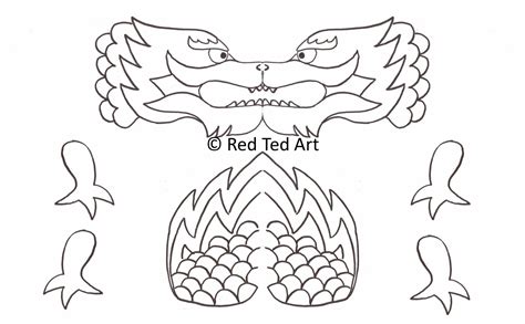 chinese  year dragon head outline draw flatulence