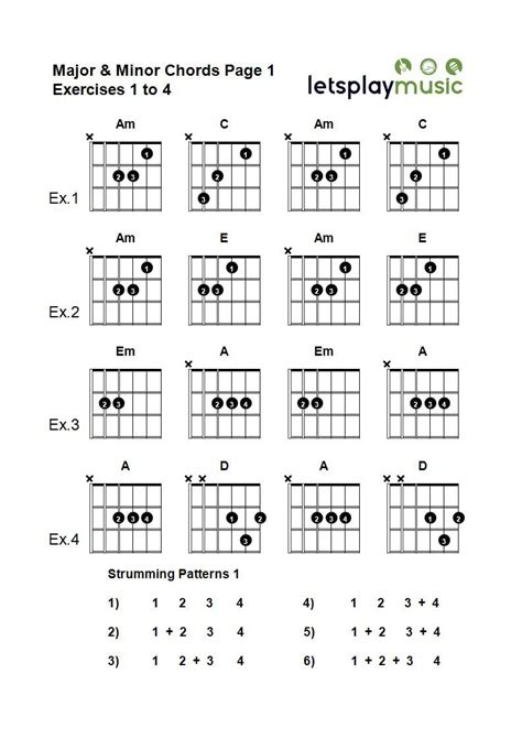 major and minor chords page 1 lets play music