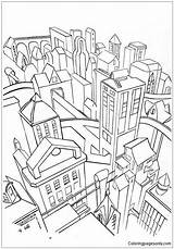 Pages Gotham City Batman Coloring Color Online sketch template