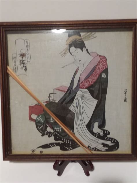japanese silk screen art   identify artist antiques board