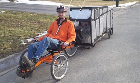 winter proof insulated bicycle camper pulled  trike