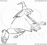 Vacuum Witch Coloring Flying Chubby Outlined Halloween Illustration Clipart Vector Royalty Djart Getcolorings Cartoon sketch template