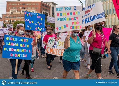 Pro Choice March With Signs In Buffalo Editorial Stock Image Image Of