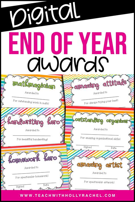 year awards certificates printable  digital   year