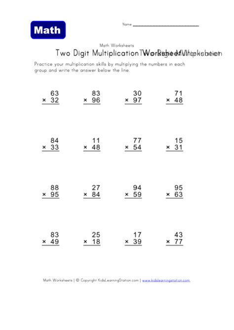 multiplication double digit worksheets