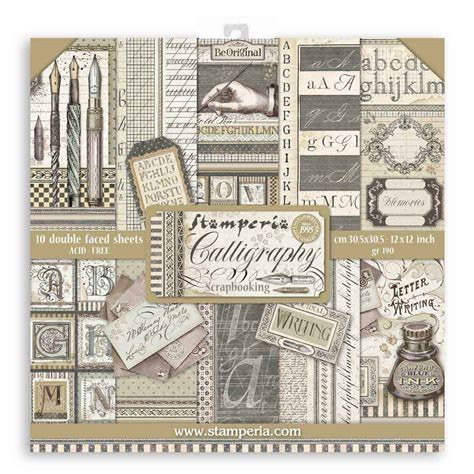 stamperia scrapbooking pad  double sided sheets  cm  calligraphy creative