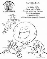 Nursery Coloring Diddle Rhymes Pages Hey Rhyme Go Preschool Printable Kids Dog Reading Cow Color Mother Moon Over Print Crafts sketch template