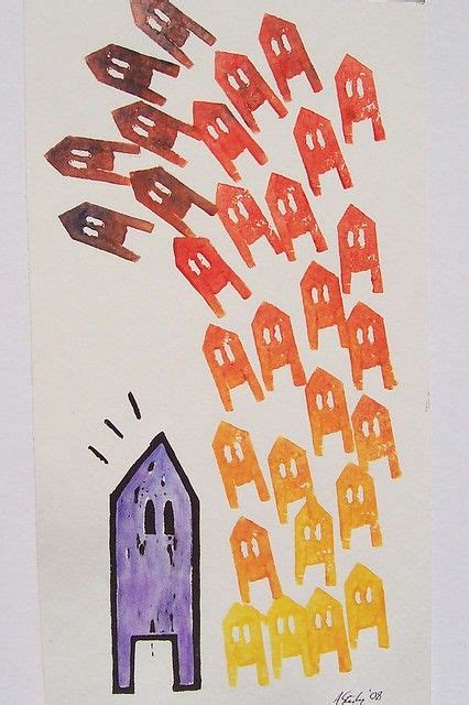 Housing Boom Linocut Potato Print Print