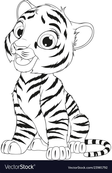 funny cute tiger cub royalty  vector image