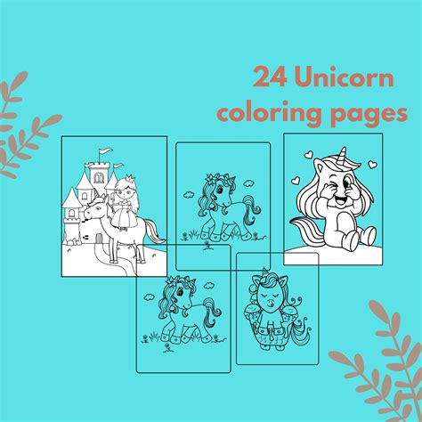 unicorn coloring pages digital   kids adults etsy canada