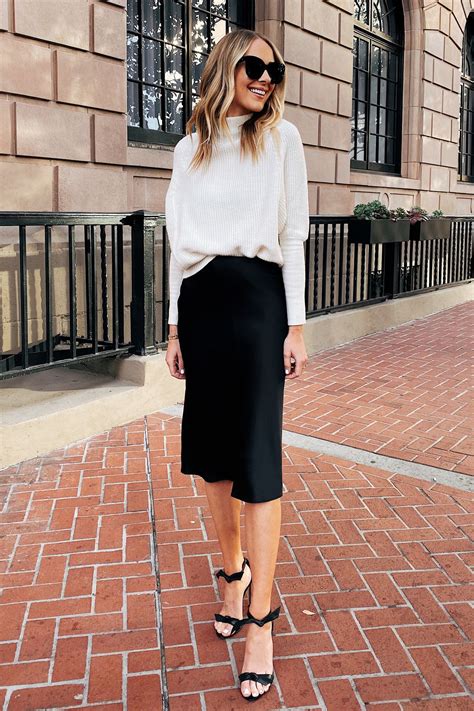 black  white outfit ideas  pencil skirt shirt skirt casual