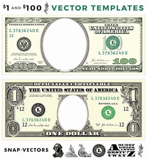custom dollar bill template   vector    dollar template