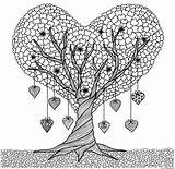 Heart Tree Coloring Adults Pages Printable Discover sketch template