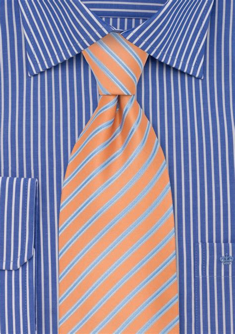 orange xl tie  light blue stripes cheap necktiescom