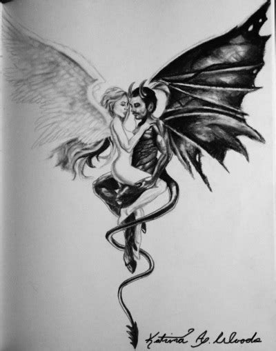 angel and devil sketch at explore