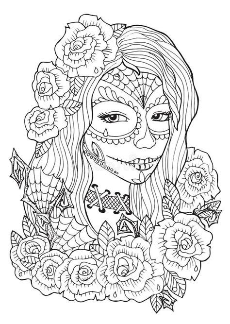 day   dead coloring pages  adults carinewbi