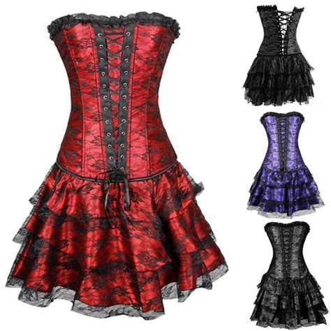X Sexy Women Lace Party Dress Steampunk Corselet Push Up Gothic Shapers