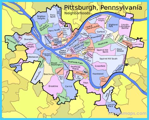 map  pittsburgh pennsylvania travelsmapscom