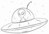 Alien Drawing Spaceship Ufo Draw Coloring Pages Simple Ship Space Drawings Tumblr Easy Template Printable Drawn Supercoloring Statek Kosmiczny Cartoon sketch template