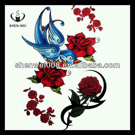 colorful bird rose wrist waterproof tattoo sticker 0 07~ 0 25 tattoo