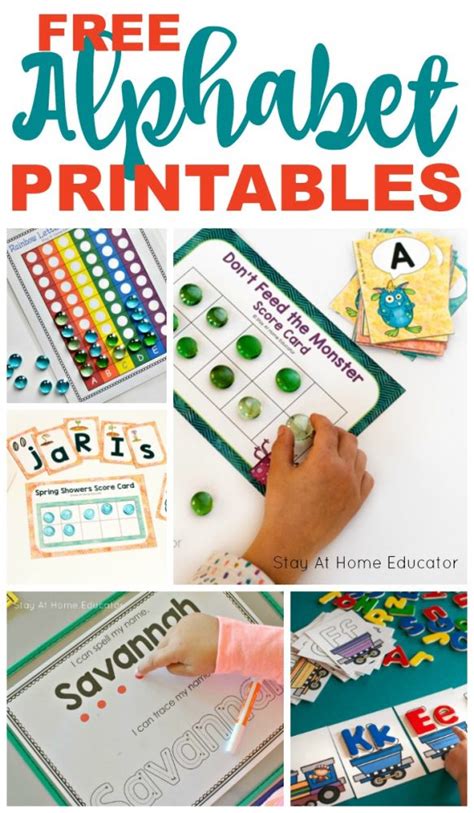 alphabet printables  preschoolers stay  home educator