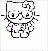 Kitty Hello Pages Nerd Coloring Cartoons Color sketch template