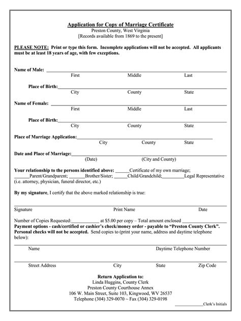 Wv Marriage License Application Pdf Fill Online