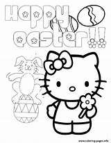 Kitty Easter Coloring Egg Bunny Hello Pages Printable Info sketch template