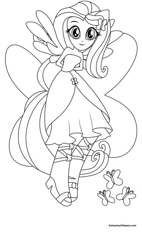 equestria girls fluttershy coloring page   pony coloring pages