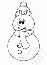 Scarf Snowman Kid Clipart Pipe Coloring sketch template