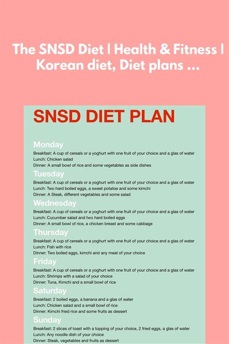 The Snsd Diet Health And Fitness Korean Diet Diet Plans Fatloss