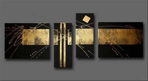 2019 100 Handpainted Black Gold Abstract Oil Painting On