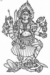 Hindu Coloring Gods Pages Drawing God Kali Goddess Drawings Colouring Eli Durga Indian Shiva Manning Simple Color Tomac Line Maa sketch template
