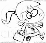 Business Girl Carrying Briefcase Coloring Illustration Line Royalty Clipart Toonaday Rf Ron Leishman sketch template