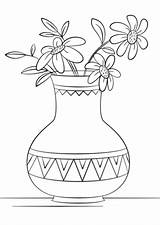 Coloring Vase Flowers Pages Categories Flower sketch template