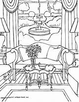 Coloring Pages Interior House Room Color Drawing Perspective Adults Living Drawings Adult Colouring Rooms Printable Interiors Getcolorings Sketch Hom Print sketch template