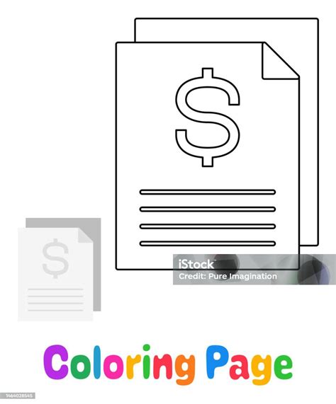 coloring page  financial report  kids stock illustration