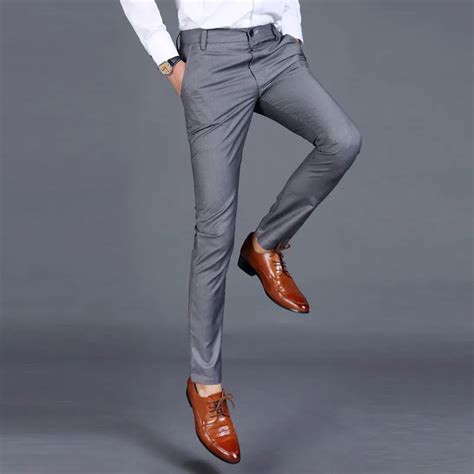 dress pants men pure color formal business suit pants trousers