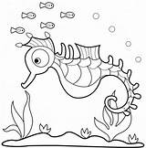 Coloring Seahorse Pages Baby Snouted Long Cartoon Fun Original sketch template