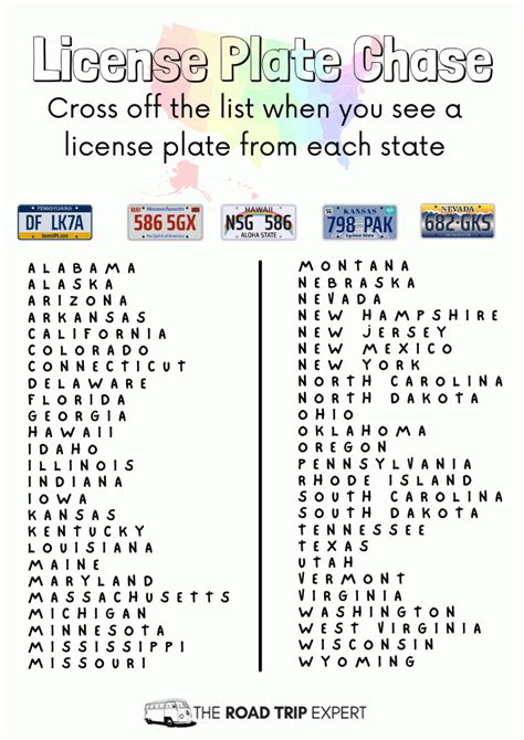play  license plate game  printable checklist