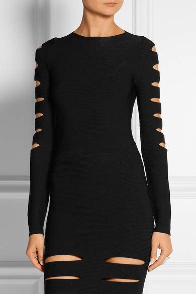 Cushnie Cropped Cutout Ribbed Stretch Knit Top Net A