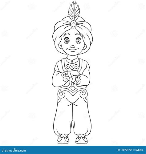 coloring page  indian boy stock vector illustration  beautiful