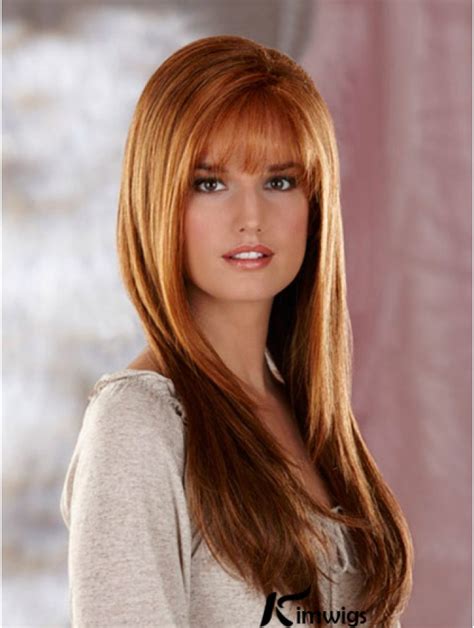 straight layered long auburn high quality lace front wigs